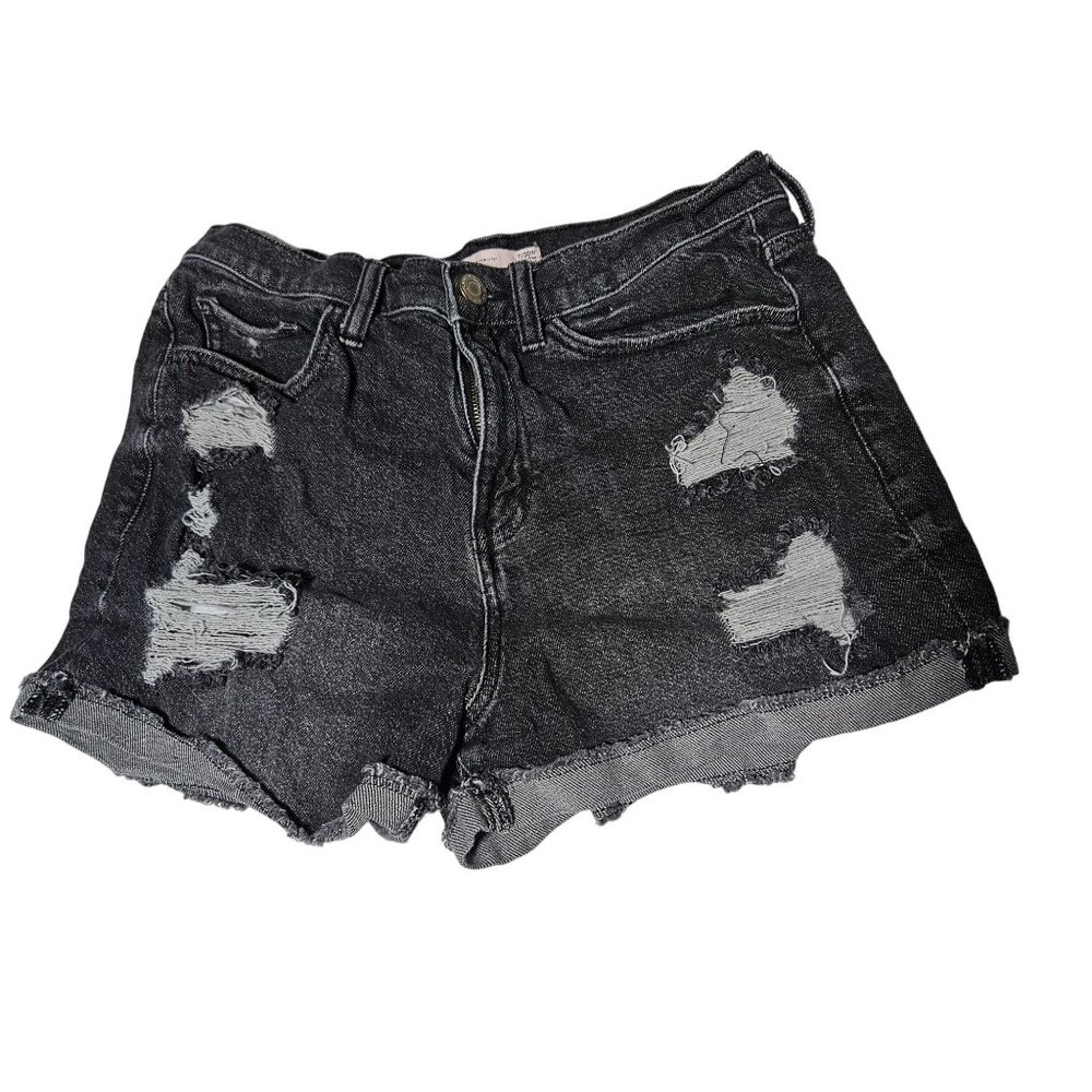 SO High Rise Mom Short Jean Shorts Womens Size 11 Dark Wash Ripped Denim Juniors